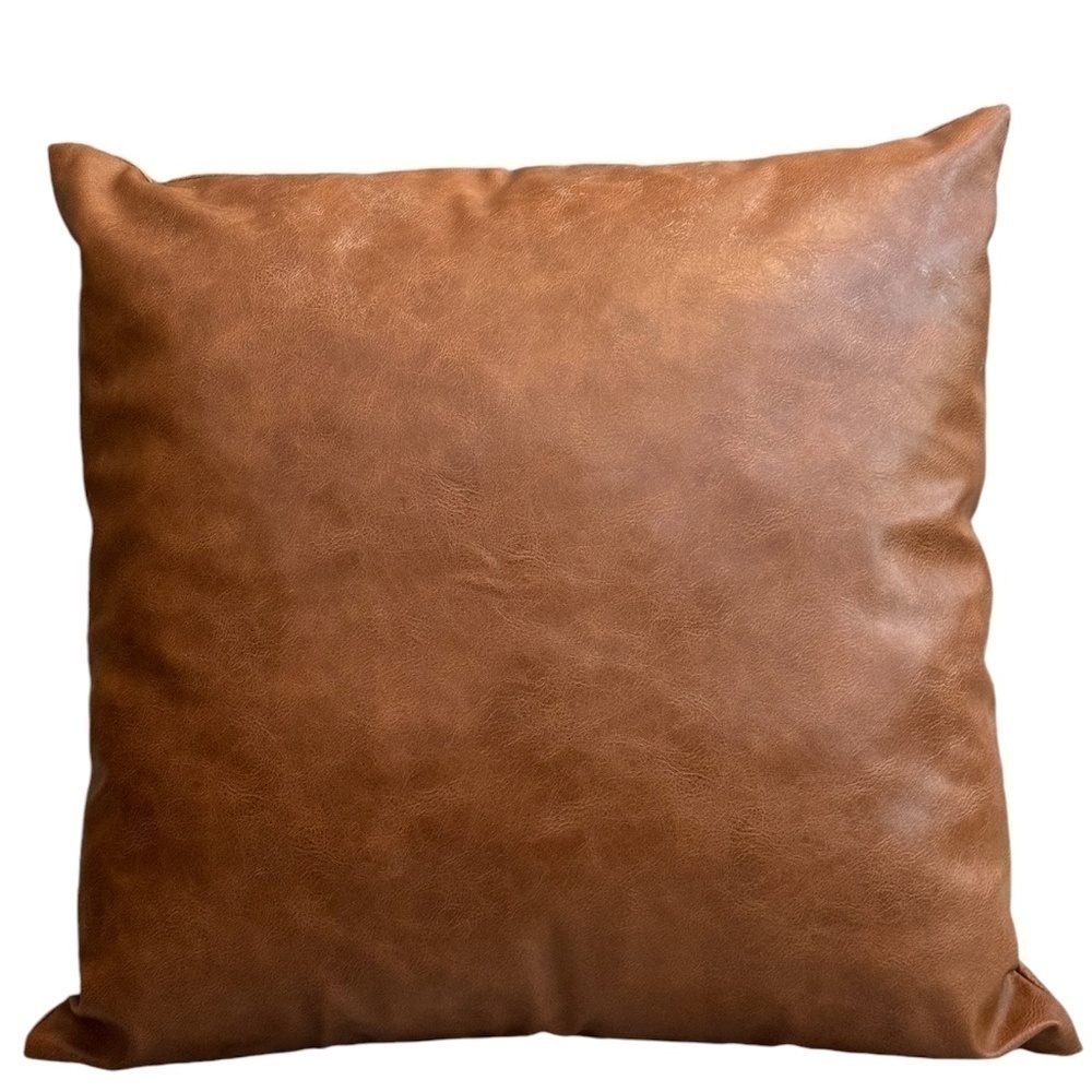 Brown Faux Leather Pillow Cover 19x19 Insert Not Included